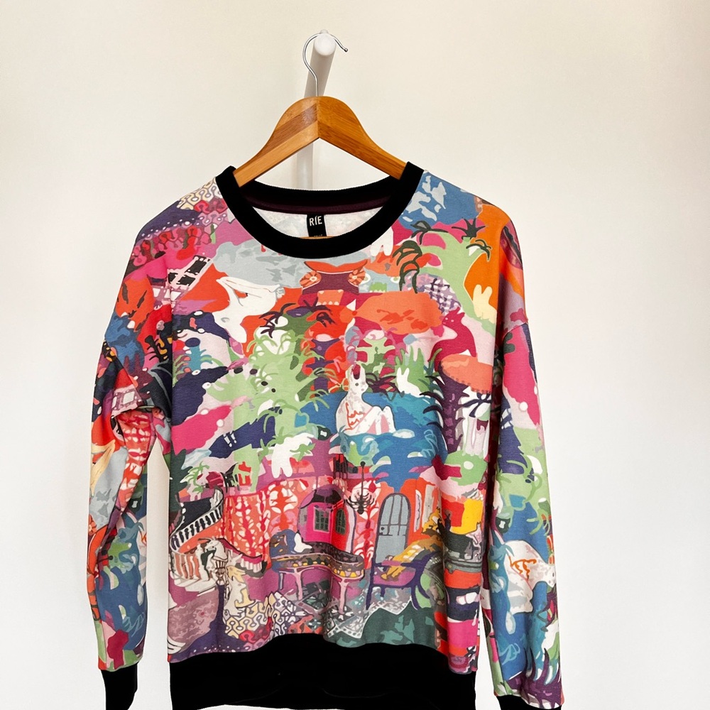 Rie- Rare Artistic Colorful Abstract Print Crewneck Sweatshirt